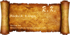 Rednik Kinga névjegykártya
